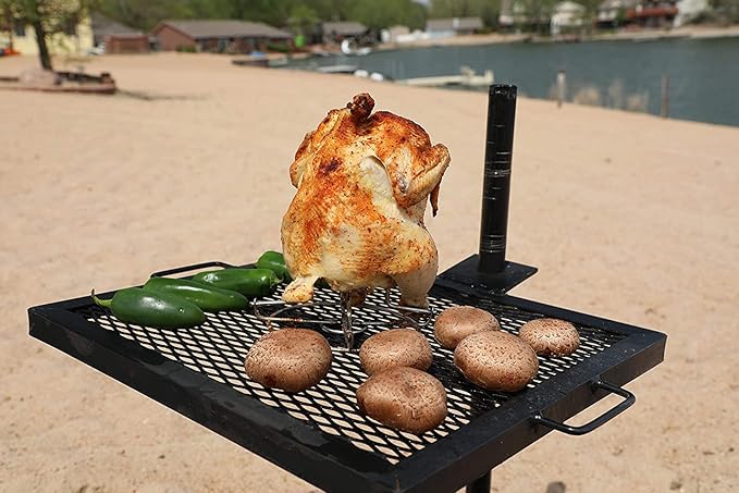 GameMaker Gravity Camping Grill & Pole – Adjustable Outdoor Cooking System, Portable Campfire BBQ for Hiking, Hunting & Backpacking