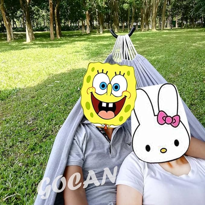 Brazilian Double Hammock 2 Person Extra Large 330X150cm Load Capacity 600Pound Canvas Cotton Hammock for Patio Porch Garden Backyard Lounging Outdoor and Indoor XXL(Grey)