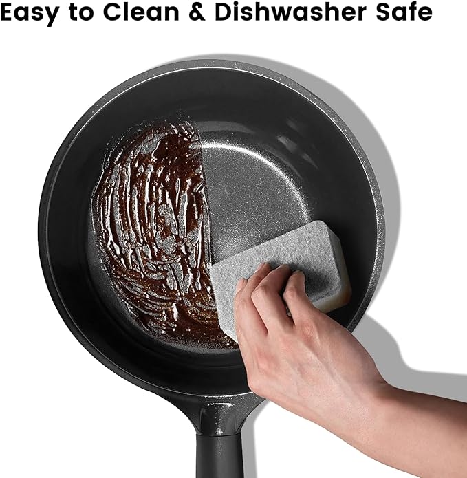 Ceramic Nonstick Frying Pans, Non-Toxic Skillets, 8", 9.5", and 11" Set of 3, PFAS & PTFE & PFOA Free, Dishwasher Safe, Compatible with All Stovetops