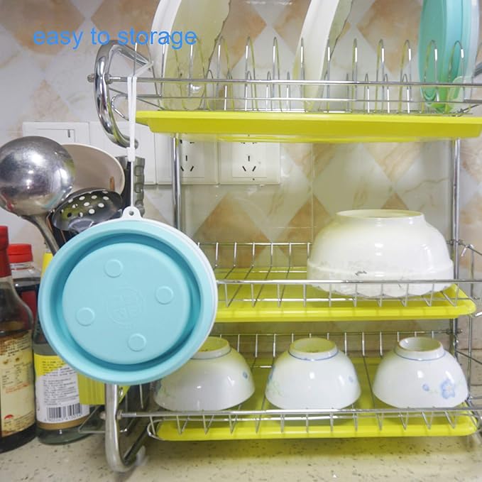 CARTINTS 950ml Collapsible Bowls-Silicone Food Storage Containers-Prep/Storage Bowls with Lids-Silicone Lunch Containers, Ideal for Travel and Camping (Blue)