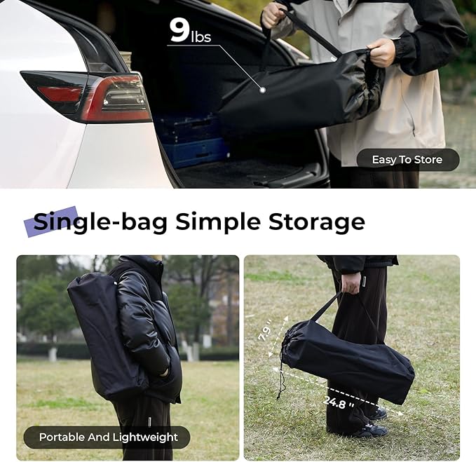 Camping Table Folding Portable Camp Aluminum Fold Up Lightweight Roll Up Table Adjustable Height with Carry Bag Indoor Outdoor for Camping, Picnic, Backyard, BBQ, Patio, Black