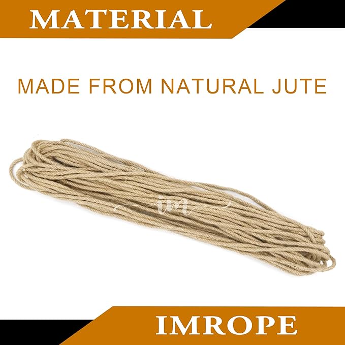 6mm x 200 Feet Natural Jute Rope, Twine for Gardening Tomato Climbing Plant Tie Floristry Crafts Gift Wrapping Packing Decor