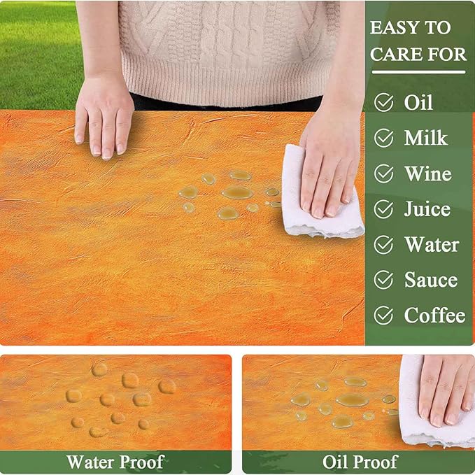 CAPSCEOLL Elastic Picnic Table Cover with Bench Covers 5Ft Waterproof Fitted Picnic Table Cover Cloths for Outdoors Camping Tablecloth with Drawstring Bag, 60X30in, Burnt Orange