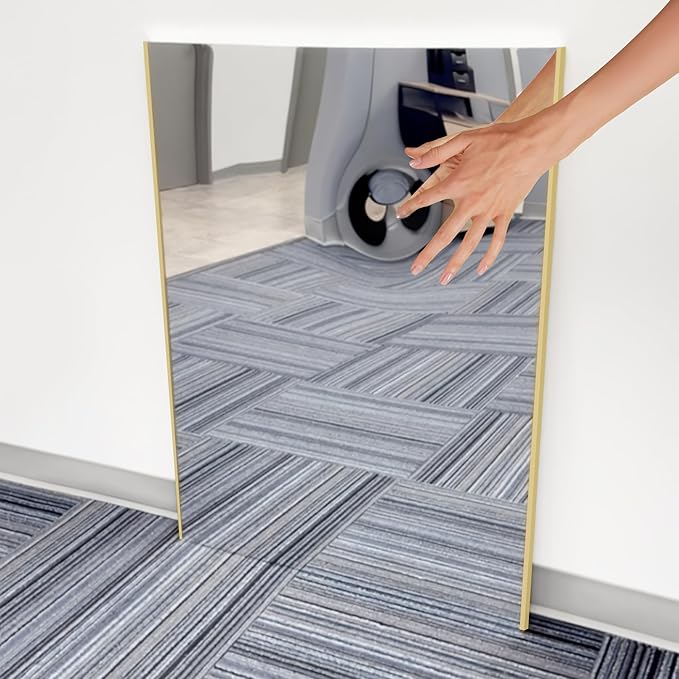 Glassless Large Mirror Shatterproof Unbreakable Wall Mirror for Gym, Dance Studio, Home Workout Room – 0.04mm Nano Film – Black 30" x 54"