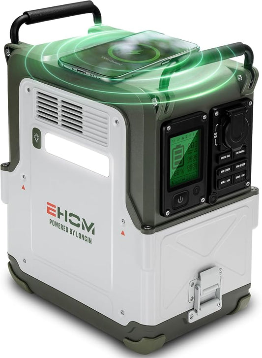 EHOM Portable Power Station, EP600-2 512Wh LiFePO4 EVE Battery Solar Generator Home Backup 120V AC/5521/USB/Car/Wireless, 600W (Peak 1200W) Power Supply as Emergency Generator for Home Outdoor Camping