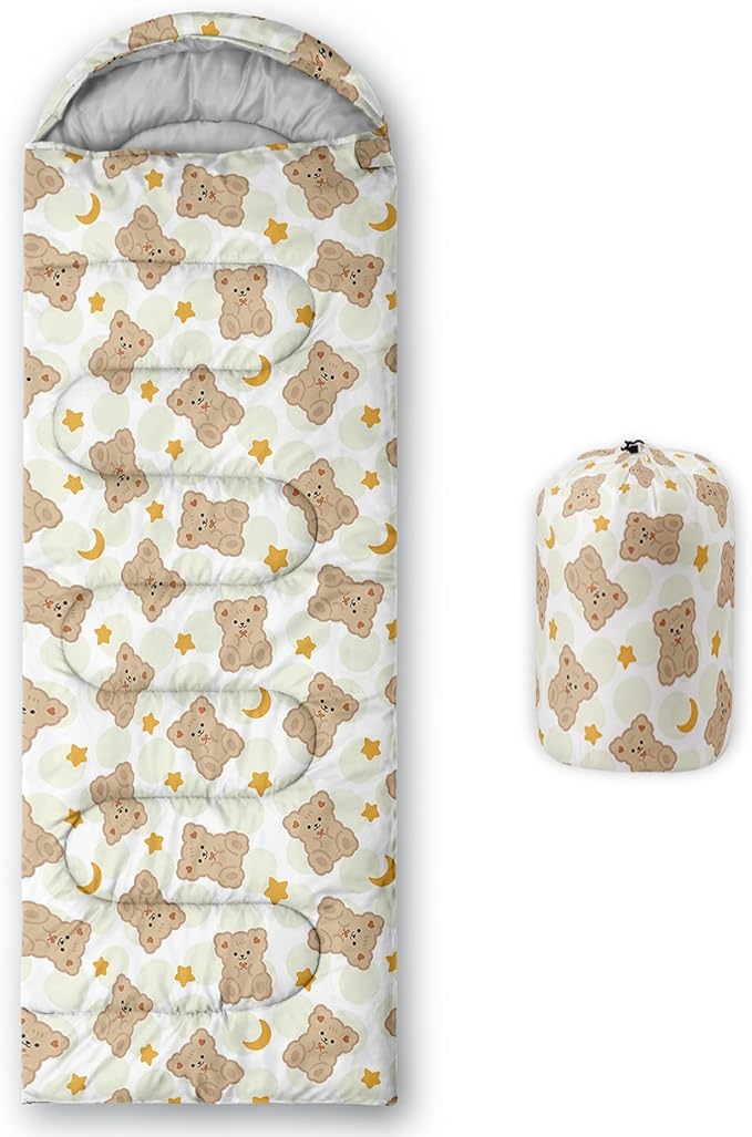 AILONEN Pink Lovely Rabbit Sleeping Bag for Girls Kids Adults,Warm and Cool Weather,Lightweight,Waterproof Backpacking,Cartoon Flowers Printed Bunny Sleeping Bag for Camping