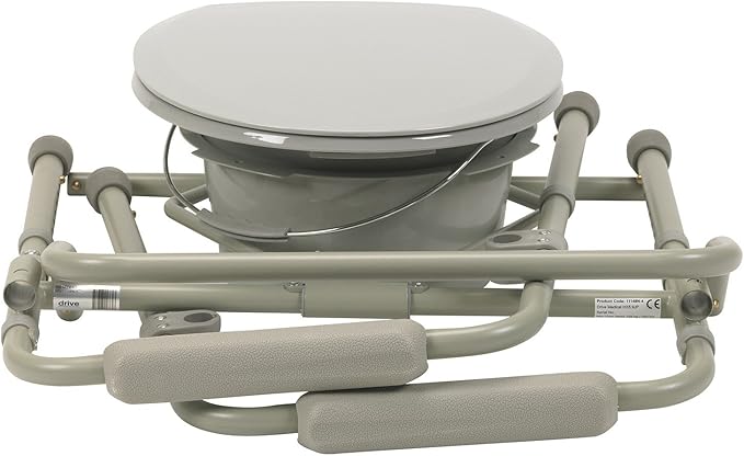 HEALTHLINE Bedside Commode for Seniors - Folding Commode Chair for Toilet with Arms - 3 in 1 Commode Chair Over Toilet Seat with Lid, Splash Guard & Arms