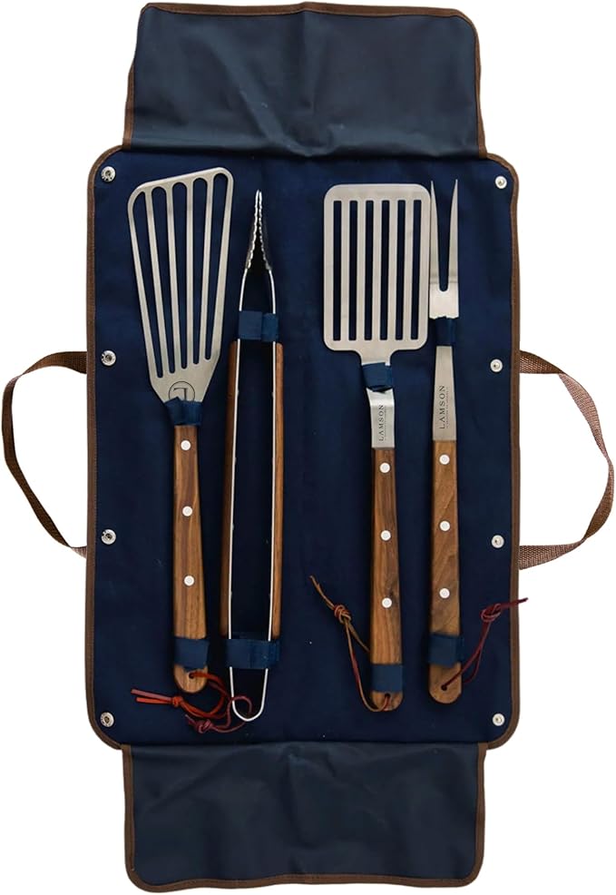 Lamson Premier 20" Walnut 4-Piece Deluxe BBQ Set