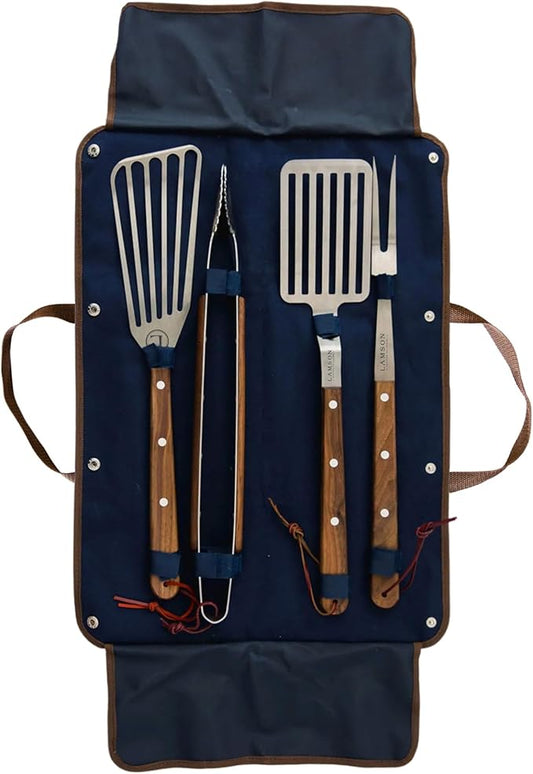 Lamson Premier 20" Walnut 4-Piece Deluxe BBQ Set