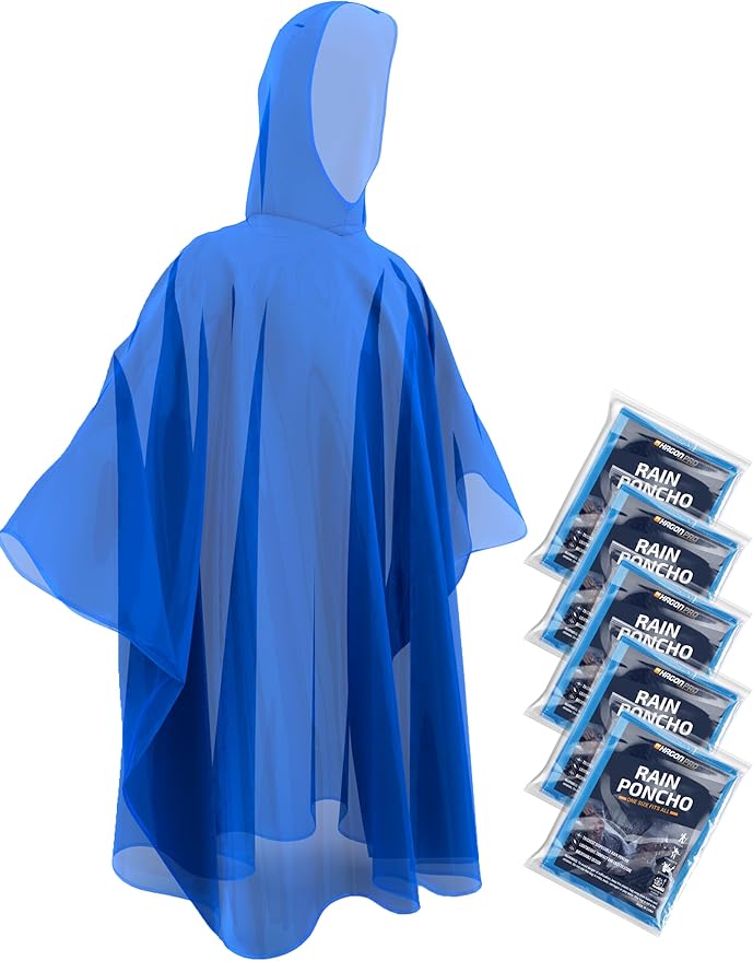 Hagon PRO Disposable Rain Ponchos for Adults (5 Pack)