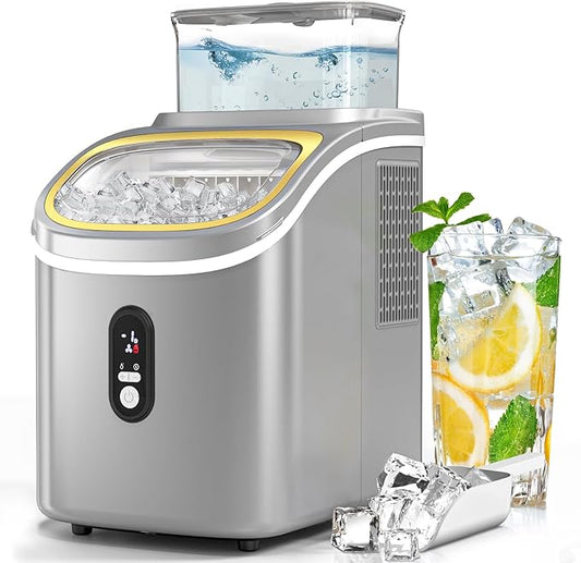 Countertop Ice Cube Maker Machine with External Water Tank,16Pcs/5Mins,34Lbs/Day,2 Ways to Add Water,Portable Compact Small Ice Maker with Auto-Cleaning,Perfect for Home/Kitchen/Camping/RV