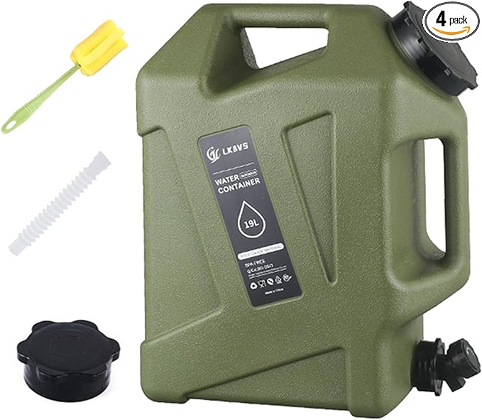 5 Gallon Water Jug with Spigot – BPA-Free Camping Water Container, Leak-Proof Water Storage Tank, Portable Overlanding Gear for Outdoors, Hiking, Emergency, BBQ & Home Use