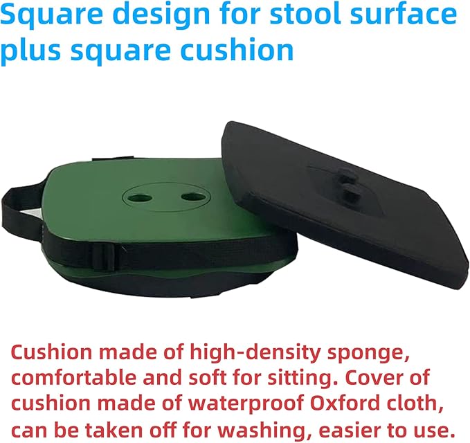 Collapsible Camping Stool with Seat Cushion & Nylon Bag, Square Portable Telescopic Stool, Lightweight Sturdy Foldable Stool for Camp Fishing Picnic, Max Load 550 lb