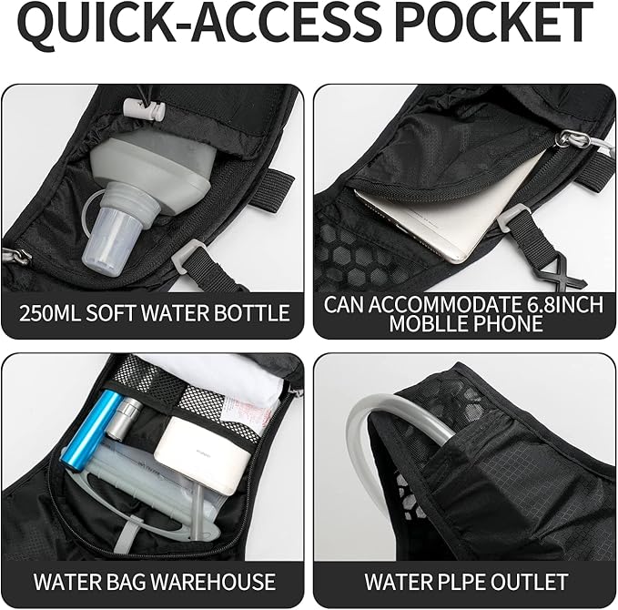 Hydration Pack Backpack, Lightweight Water Backpack with 2L Leakproof Hydration Bladder Daypack for Men Women,Running Hydration Vest for Outdoor Trail