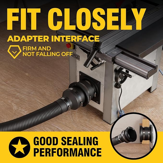 2-1/2 Inch Magnetic With Interlock Dust Collection Kit, Mag Dust Collection Fittings for Dust Collectors, Fast Connect Dust Hose to Machinery Port, Dust Collector/Vacuum Fittings