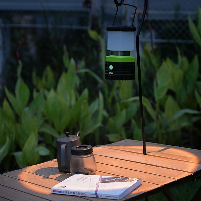 1PCS 3200K Warm Light LED Camping Lantern Rechargeable 1000LM, 4500mAh Power Bank, Flashlight for Hurricane Emergency, Hiking, IP44 Waterproof Lantern(Black)