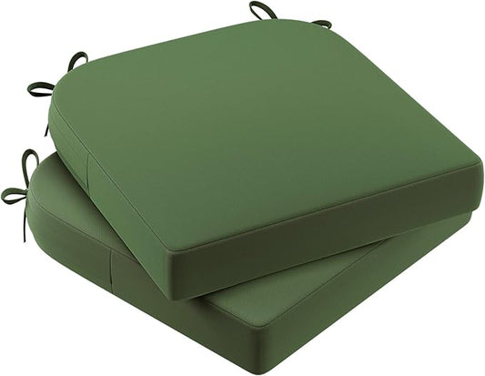 AAAAAcessories Outdoor Seat Cushions for Chairs, Waterproof, Fade-Resistant Patio Furniture Replacement Cushions, 17" x 16" x 2", Set of 2, Dark Moss