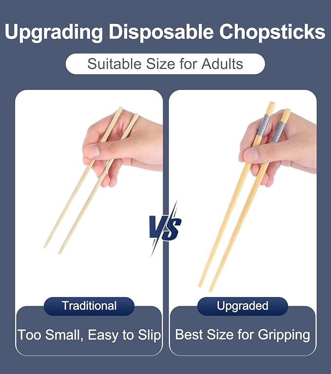500 Pairs Bamboo Chopsticks Disposable | Reusable | Separated | Bulk | Chinese | -（9.45in）
