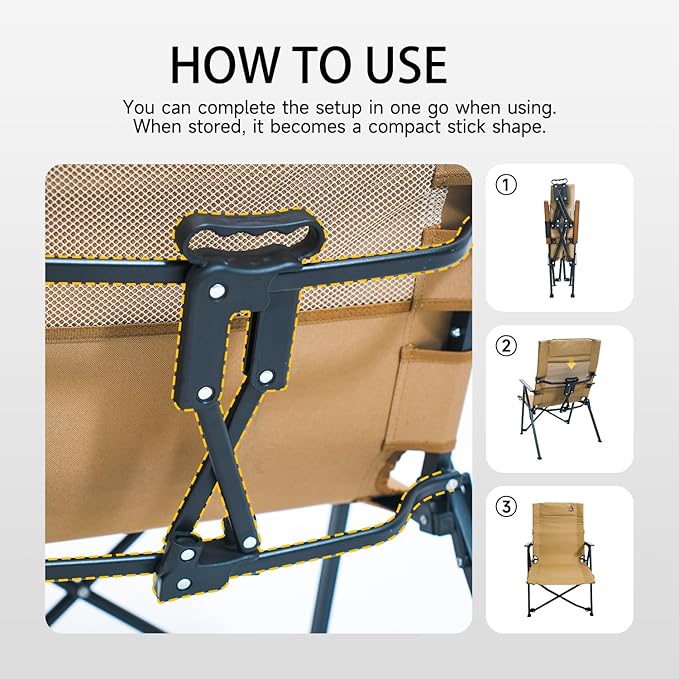 Folding Camping Chair, Portable Outdoor Lawn Chairs for Adults Heavy Duty for Beach, Fishing,Picnic,Concert Sports, Collapsible Camp Chairs