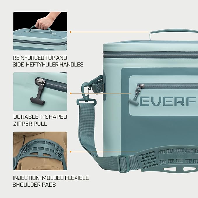 EVERFUN Soft Cooler 30 Can, Portable Insulated Small Cooling Lunch Box for Men and Women, Leakproof Ice Chest Bag for Travel, Beach, Camping, Beverage, Boating, Fishing, Tailgating, Work and Picnic