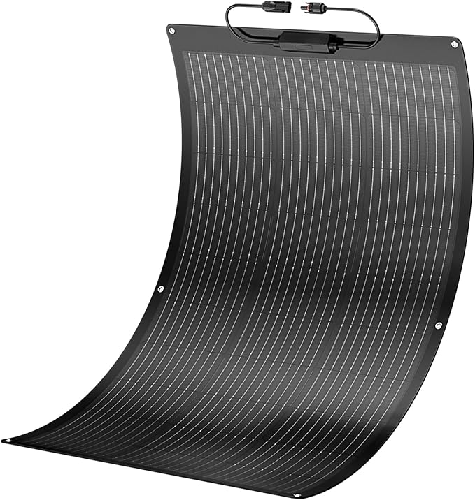 BougeRV Arch 100 Watt Fiberglass Flexible Solar Panel, Portable Bendable 12 Volts 10BB Mono Cell for RV Camping Home Boat Marine Curve Surface Black