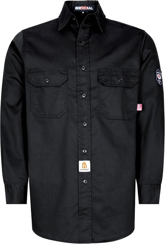 BOCOMAL FR Shirts 6.25oz Lightweight Welding Shirts Flame Resistant Men's Fire Retardant Shirt