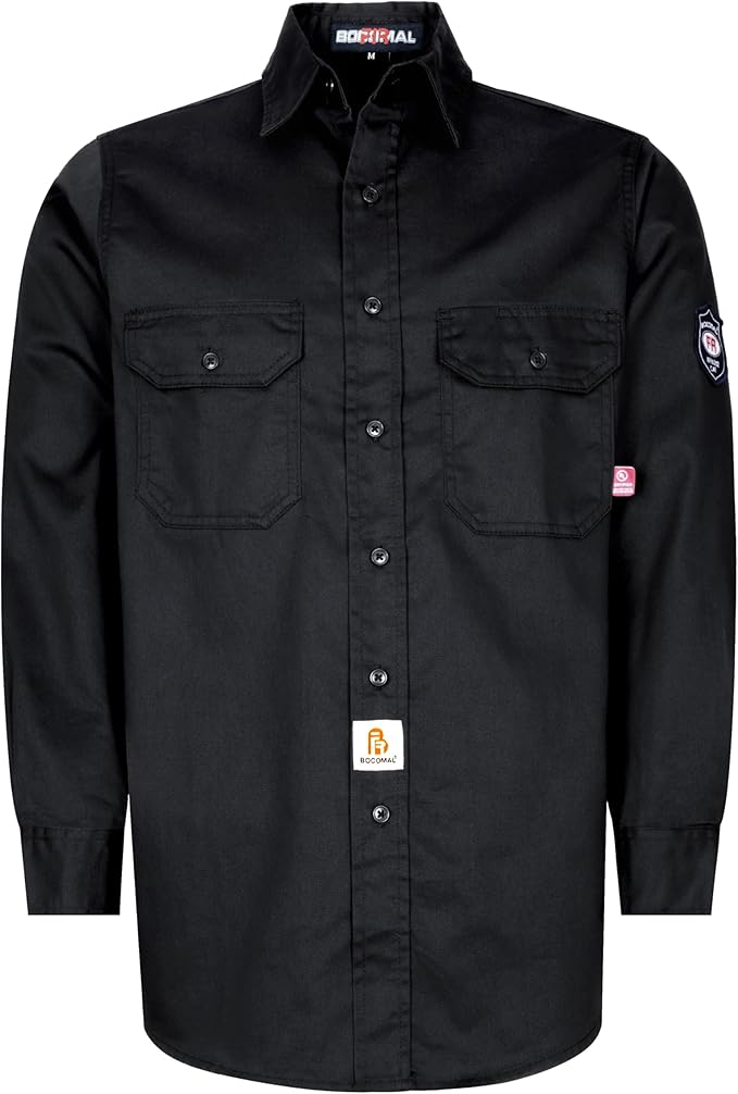 BOCOMAL FR Shirts 6.25oz Lightweight Welding Shirts Flame Resistant Men's Fire Retardant Shirt