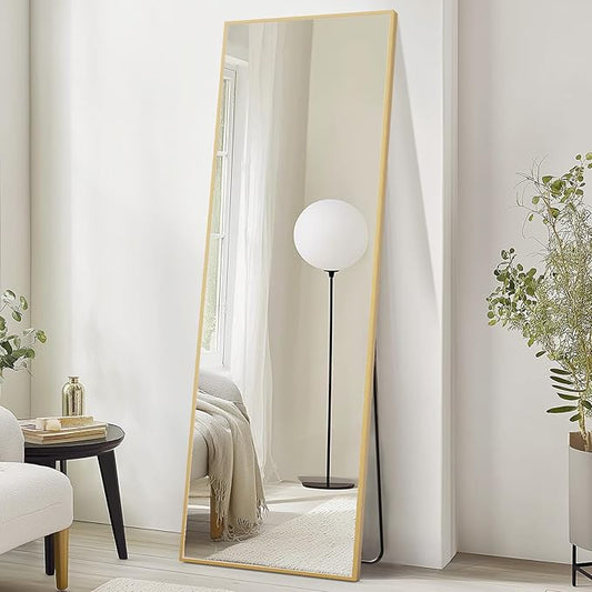Full Length Floor Mirror, 71'' x 26'' With Aluminum Alloy Thin Frame - Hanging or Leaning for Wall, Bedroom, Dressing - Home Decor, Gold