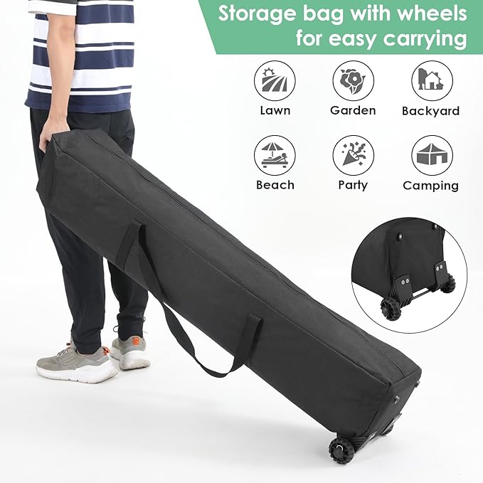 TLSUNNY 12X12 Pop Up Canopy Tent, Camping Shader W/Overhanging Eaves & Sand Bag, Outdoor Gazebo Shelter W/One Push Setup & Wheeled Bag, Height Adjustable, for Patio, Market, Party (White, 12FTX12FT)