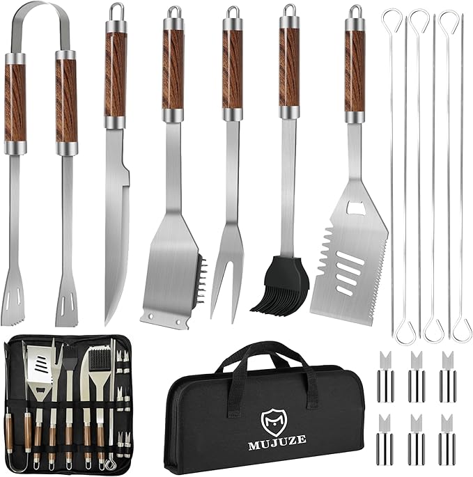 MUJUZE Grilling Accessories,BBQ Accessories Set,19pcs Grill Set for Outdoor Grill,Grilling Gifts for Men Dad Fathers Day,Stainless Steel BBQ Grill Tools for Outdoor,Camping,Backyard