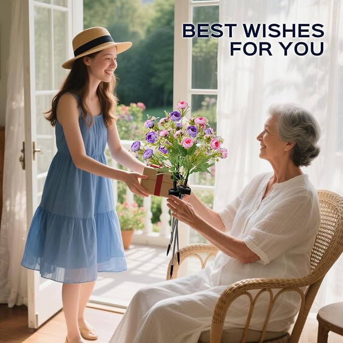 2 Pack Solar Garden Lights Outdoor, Colorful LED Waterproof Solar Powered Peony Flowers Landscape Lights for Outside Yard, Patio, Pathway Decorative, Décor, Gifts, Two Lighting Modes