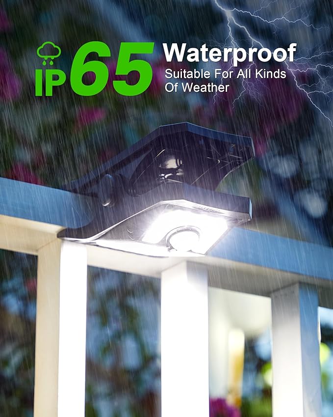 118Leds Solar Motion Sensor Lights Outdoor, Clip on Solar Lights Outdoor Waterproof, High Bright Solar Powered Security Lights for Outside Fence Chain Link Camping (4, 118 LED)