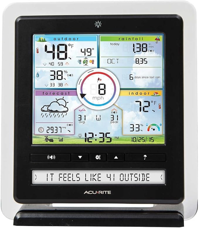 AcuRite Iris (5-in-1) Wireless Indoor/Outdoor Weather Station with Remote Monitoring Alerts for Weather Conditions (01536M)