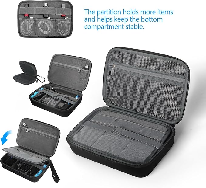 JSVER Hard Carrying Case for GoPro Hero13/12/11/10/9/8/7, AKASO EK7000 / Brave 4 4K / Brave 7 LE/Brave 8 / V50X and Insta360 (Set of 2)
