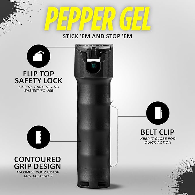 Guard Dog Security Pepper Gel for Self Defense,18-Foot Range, Flip-Top Safety, Belt Clip, Maximum Strength OC Pepper Spray Personal Protection, Made in USA, 3/4 oz