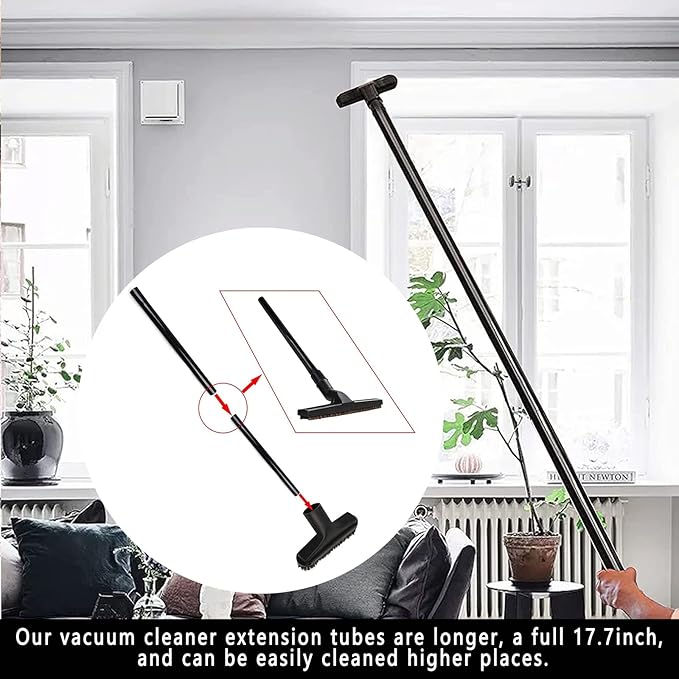 13PCS Universal Vacuum Attachment Kit Wet Dry Plastic Vacuum Hose Adapter 1-1/4" Vacuum Cleaners Accessories with Horse Hair Brush Extension Wand Flexible Crevice Tool Adapter for Shop Vac Accessories