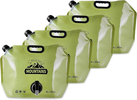 Collapsible 8L Water Storage Bag, BPA-Free Portable Folding Water Jug with Adjustable Faucet, Leakproof Emergency Water Bag for Camping, Hiking, Riding, Outdoor Sport (GREEN, 4)