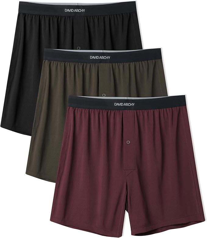 DAVID ARCHY Mens Boxer Shorts Underwear Quick Dry Breathable Mens Boxers Moisture Wicking Boxers for Men 3 or 5 Pack