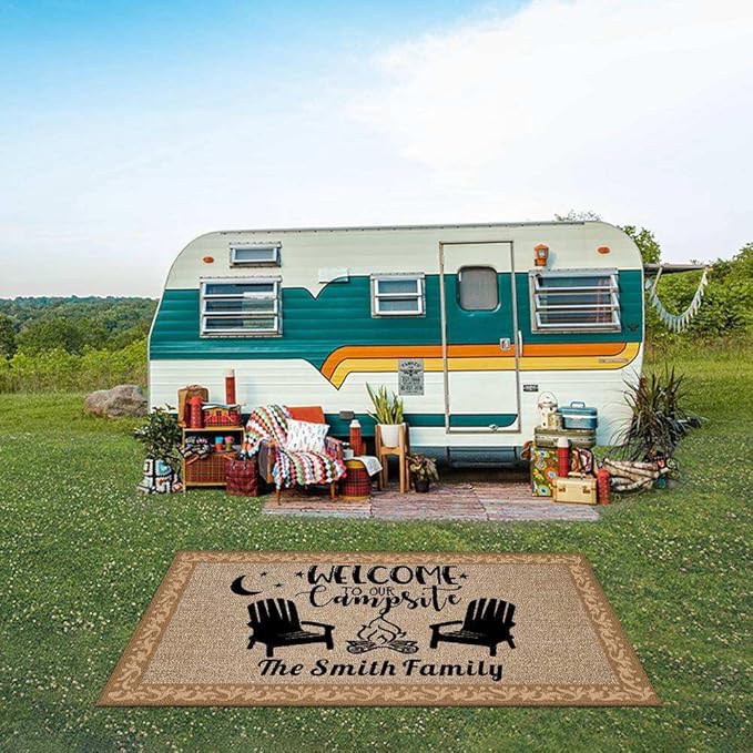 Custom Camping Rug It's Better at The Campsite RV Trailer Decor Camper Floor Mat for Outdoors, Camping, Patio, Backyard, Picnic, Beach, 48 x 72 Inch (20 RV Optional)