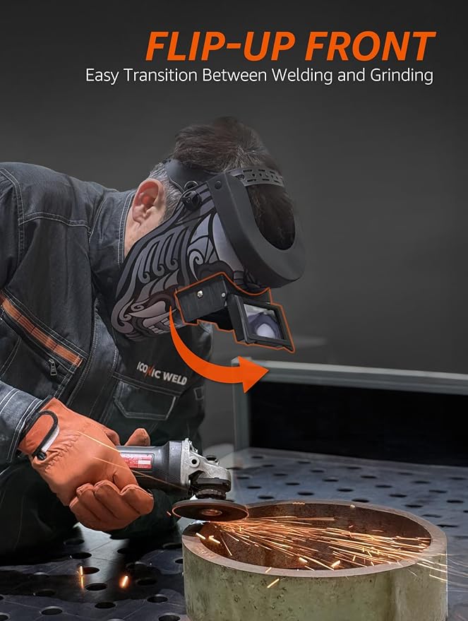 Auto Darkening Welding Helmet - Flip Up Lens, Lightweight, Shade #4/9-13 (Chiwoo Emperor)