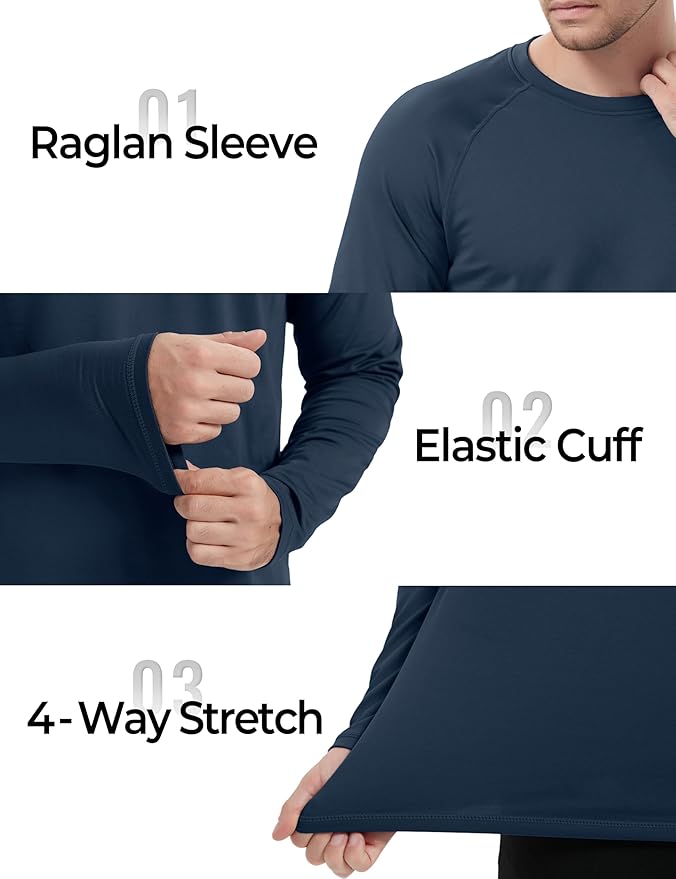 Boladeci Men's Thermal Underwear Tops Fleece Lined Base Layer Long Sleeve Shirts for Cold Weather