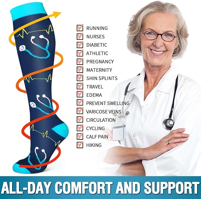 6 Pack Copper Compression Socks for Women and Men Circulation-Best Support for Medical, Running,Nursing,Athletic