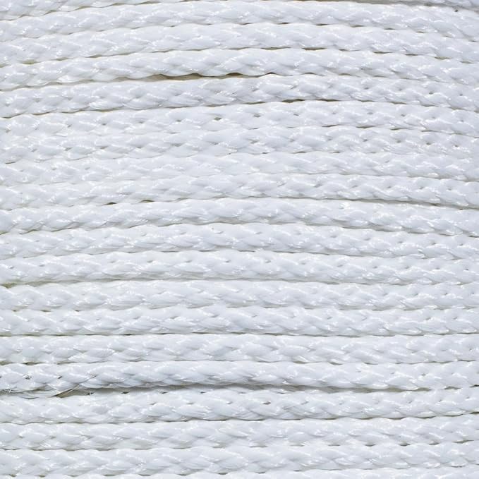 Hollow Braid Polypropylene Rope (3/8 Inch, 50 Feet, White) - Barrier Rope - Trail Marking, Crowd Control, Golf Courses