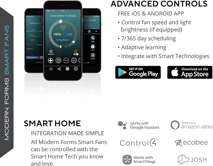 Zephyr Smart Indoor and Outdoor 3-Blade Ceiling Fan 52in Matte White with Adjustable CCT 2700K-3000K-4000K-5000K LED Light Kit and Remote Control works with Alexa, and iOS or Android App