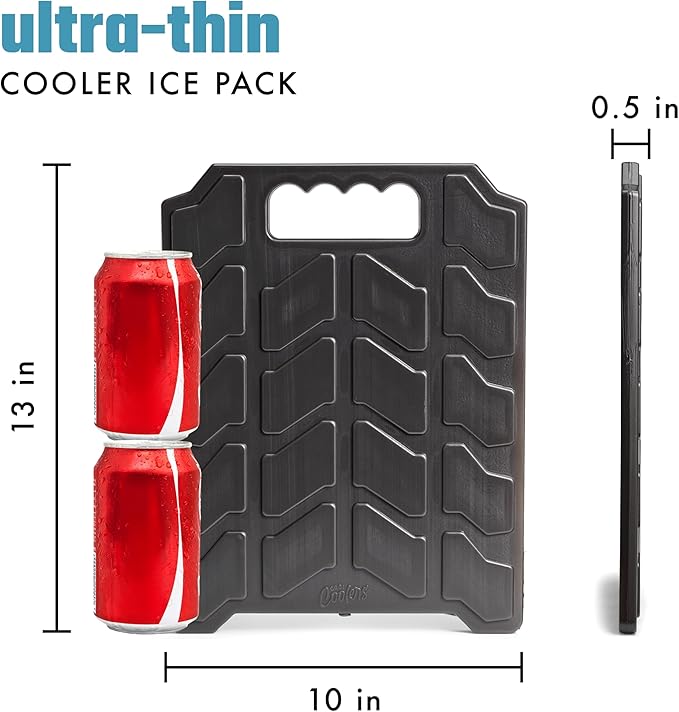 Cool Coolers by Fit & Fresh XL Slim Cooler Ice Blocks, Reusable & Long Lasting XL Ice Packs for Coolers, Slim XL Ice Packs for Cooler Bags, Space Saving, Quick Freeze, 10"x 13", Black, 2PK