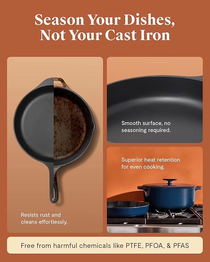 Caraway Enameled Cast Iron Dutch Oven - 8qt Dutch Oven With Lid - 3 Layer Enamel Coating - No Seasoning Required - Compatible With All Stovetops - Oven Safe - No Forever Chemicals - Light Mist