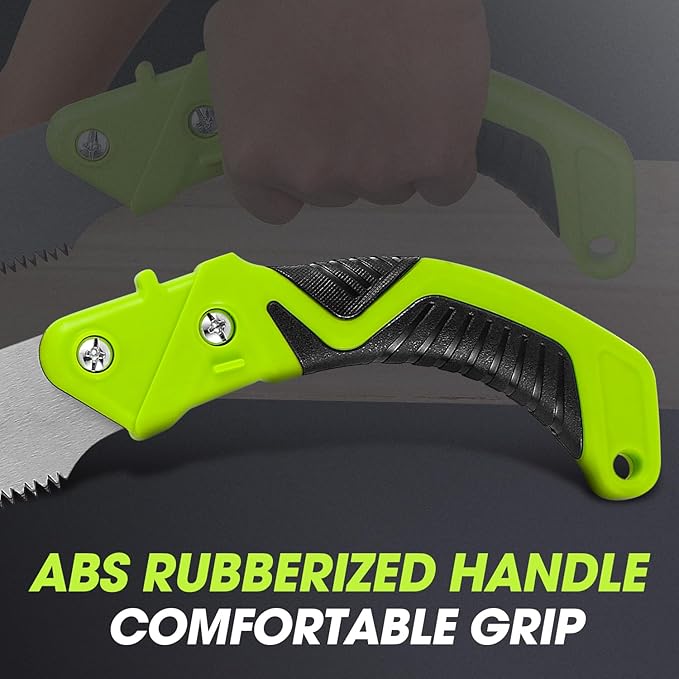 DNA MOTORING 15.5in Hand Pruning Saw, Hand-Held Garden Saw, Curved Blade Waist Saw for Tree Branches Trimming, Gardening, Woodworking, w/Scabbard, TOOLS-00594