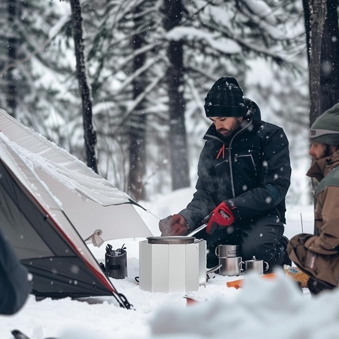 Camping Stove Windscreen 12 Plates Ultralight Folding Camp Stove Windscreen Portable Camping Stove Windshield for Use with Alcohol Stoves and Other Backpacking Stoves Butane Stoves