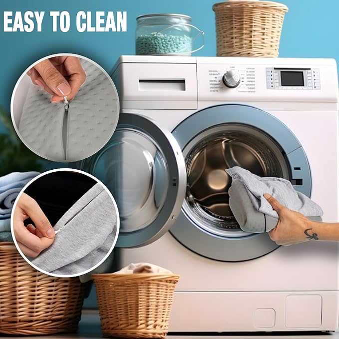 Memory Foam Pillow for Travel and Camping with Extra Cotton Cover – Easy to Carry Portable Bag (Grey Contour)