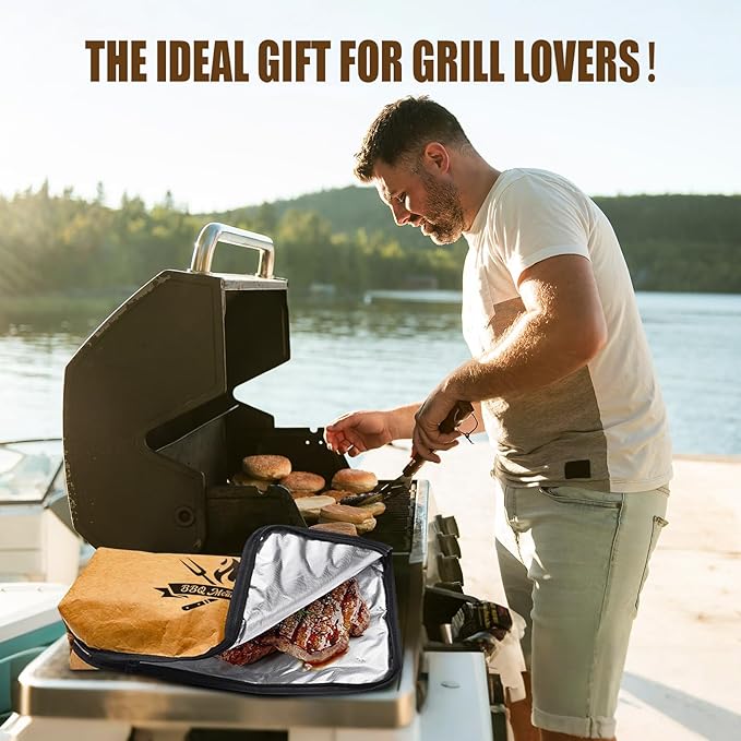BBQ Blanket for Resting Meat, Barbecue Tool, Dad Gifts for Fathers Day, Meat Resting Blanket, Meat Resting Bag with Wide Mouth for Large Brisket/Beef/Turkeys, Gifts for Men (BBQ Blanket 22in)